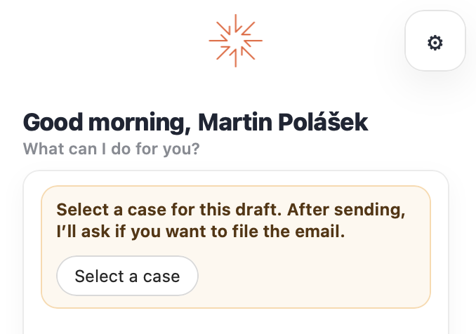 Panel asking to select a case for the draft